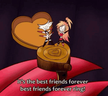 a cartoon of a heart shaped box with the words " it 's the best friends forever best friends forever ring "