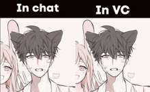 a drawing of a man with cat ears and a girl with cat ears