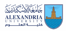 a logo for alexandria university with a lighthouse in the middle