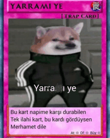 a picture of a dog on a card that says yarrami ye