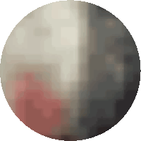 a pixelated image of a circle with a red stripe on the bottom