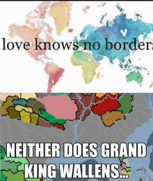 a map of the world with the words " love knows no borders " below it