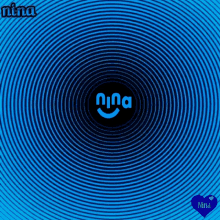 a blue background with the word nina on it