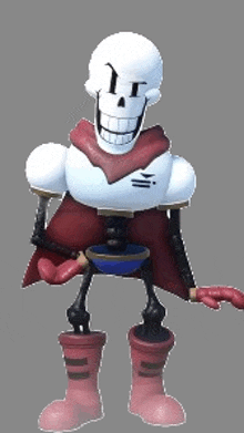 papyrus from undertale is a skeleton with a cape and boots .