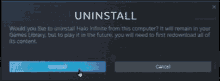 a screen asking if you want to uninstall halo infinite from this computer