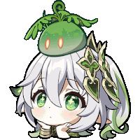 a girl with a green plant on her head