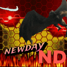 a picture of a dragon with the words newday nd below it