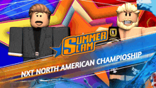 a poster for the nxt north american championship shows two roblox characters