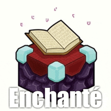 a book is sitting on top of a block with the word enchante below it