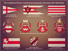 a poster showing different flags and coats of arms