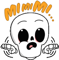 a cartoon drawing of a skull with the words mimi on top of it