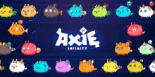 a poster for a game called axie infinity with many different animals