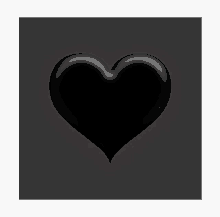 a black heart on a black background with a white frame