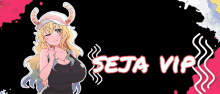 a cartoon girl with horns and the words seja vip