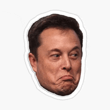 a sticker of elon musk making a face with his mouth open