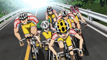 a group of people are riding bicycles with the word shoku on their jerseys