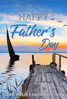 a father 's day card with a boat on the water