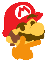 a cartoon of mario wearing a red hat and giving a thumbs down