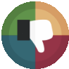 a pixel art illustration of a thumbs down icon in a circle .