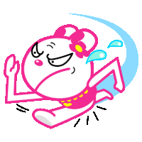 a cartoon drawing of a woman in a pink bathing suit