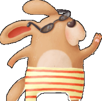 a cartoon bunny wearing sunglasses and striped pants