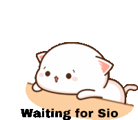 a cartoon cat is laying on a table with the words waiting for sio written below it