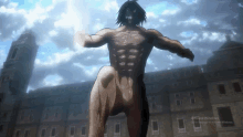 a naked man is standing in front of a building with activate windows written on the bottom of the screen