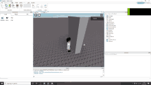 a screenshot of a program called roblox studio shows a man standing in front of a wall