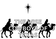 a poster for the wise cowboys of texas with three men on horses