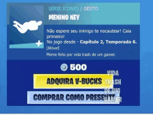 a screenshot of a video game that says menino ney on it