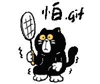 a black cat is holding a badminton racket and the word gif is written below it