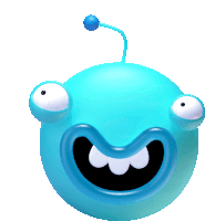 a blue cartoon character with a big mouth