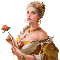 a painting of a woman holding a rose