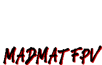 the word madmat fpv is written in black and red on a white background