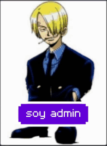 a picture of a man in a suit and tie with a button that says soy admin on it