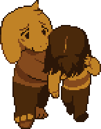 a pixel art of a person holding another person