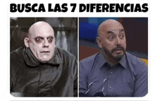 two pictures of a bald man and a bald man with a beard with the words busca las 7 diferencias above them