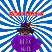 a cartoon character with a purple shirt that says bloxmate