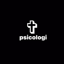 a white cross is on a black background next to the word psicologi