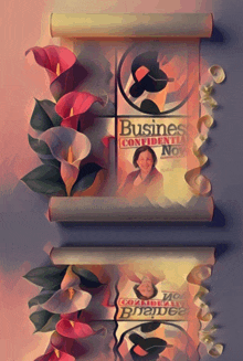 a painting of a woman with the words business confidential nov