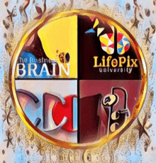 a life pix university logo is surrounded by four different logos