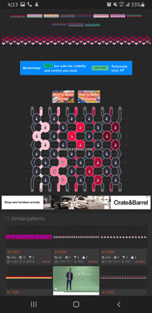 a crate & barrel ad is displayed on a cell phone screen