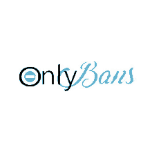 a blue and black logo for only bans is on a white background