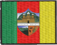 a flag with a coat of arms for nahuala solola on it