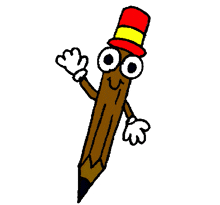 a cartoon pencil wearing a top hat and gloves