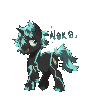 a drawing of a pony with the name naka