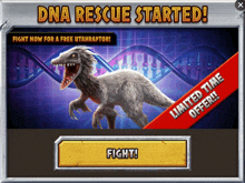 an ad for a game that says dna rescue started on it