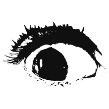 a black and white drawing of a human eye