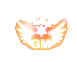 a logo for gm with wings and a star on a white background .