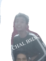 a man in a black shirt with the word chal bsdk on the back